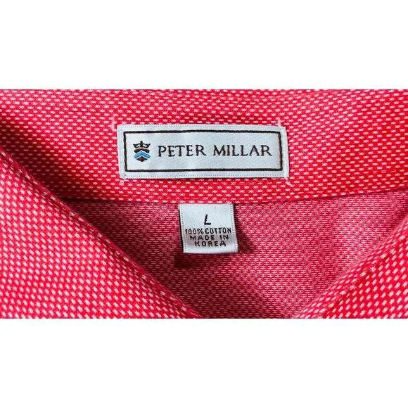 Peter‎ Millar Vintage Men's Button Up Short Sleeve Golf Polo Shirt Size L - Picture 6 of 12